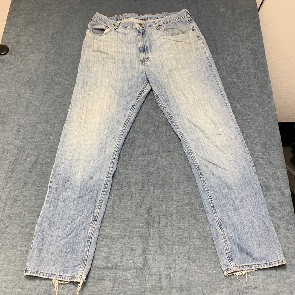 Wrangler 5 Star Straight Jeans Mens 38x34 Blue Denim Cotton Relaxed Fit Workwear